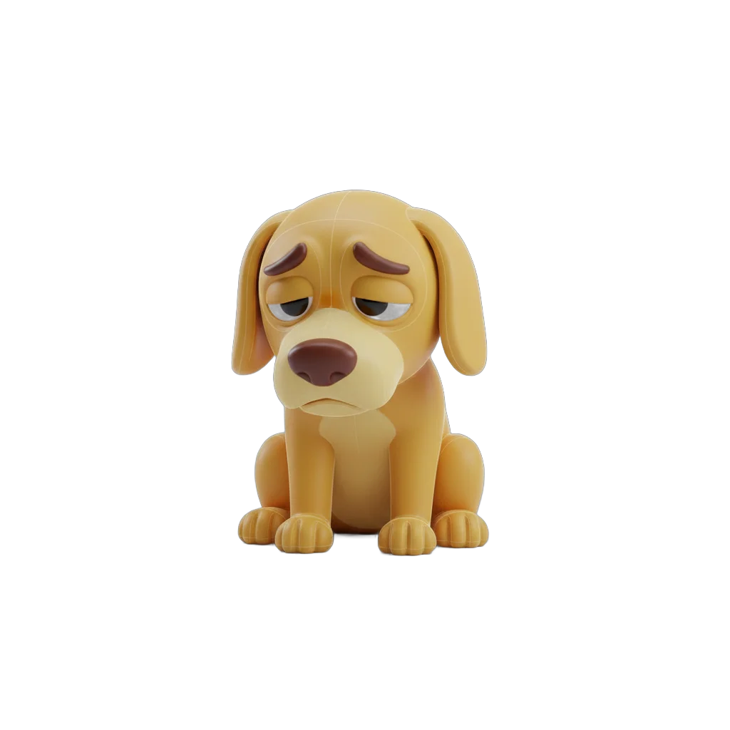 Cartoon Melancholic Yellow Dog