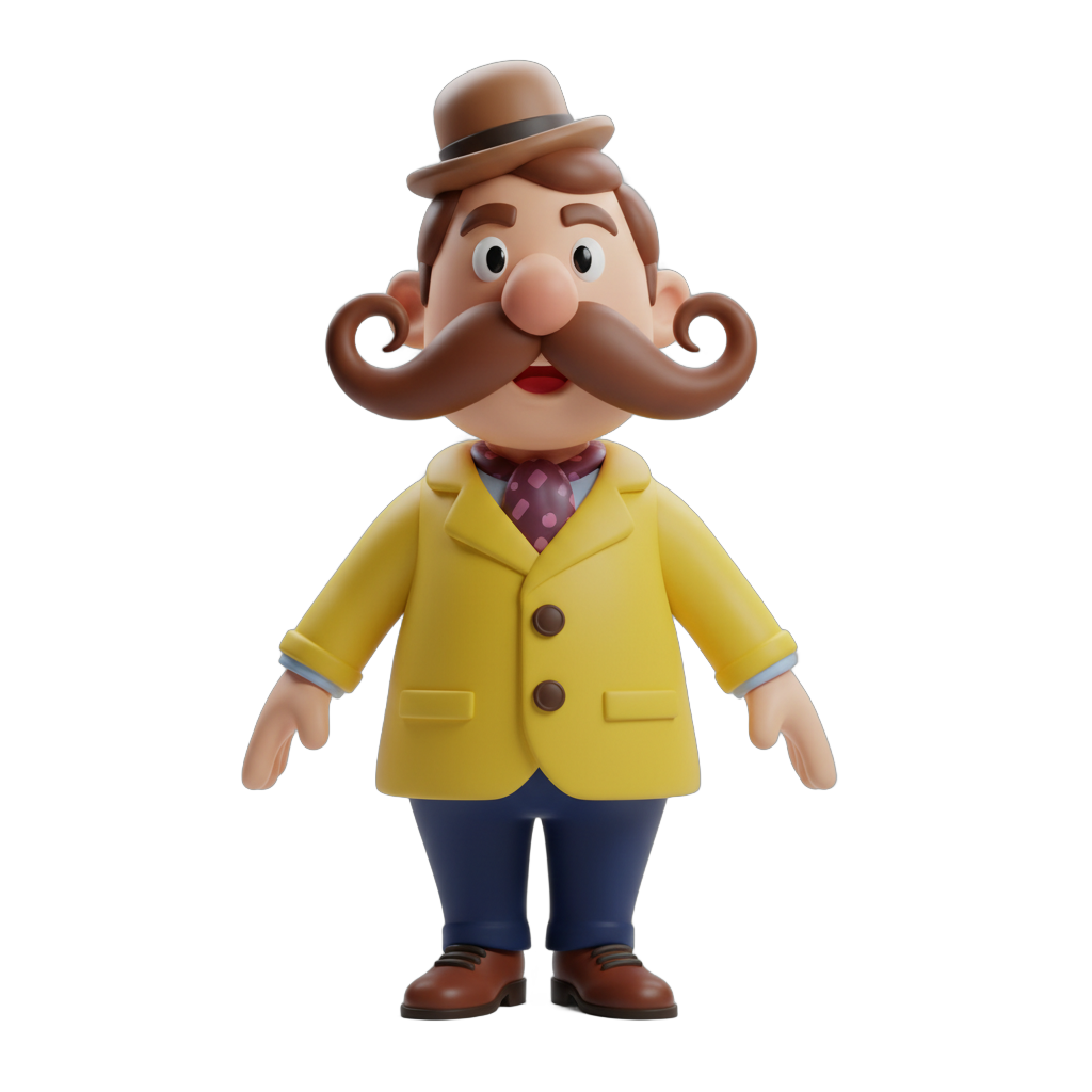 Cartoon Gentleman with Mustache