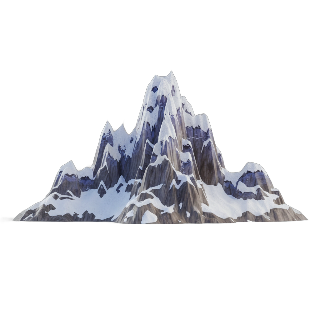 Snow-Capped Stylized Mountain Range