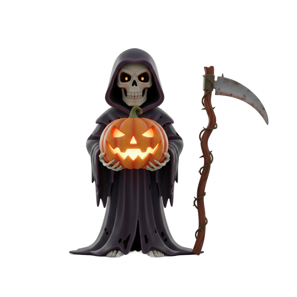 Grim Reaper with Halloween Pumpkin