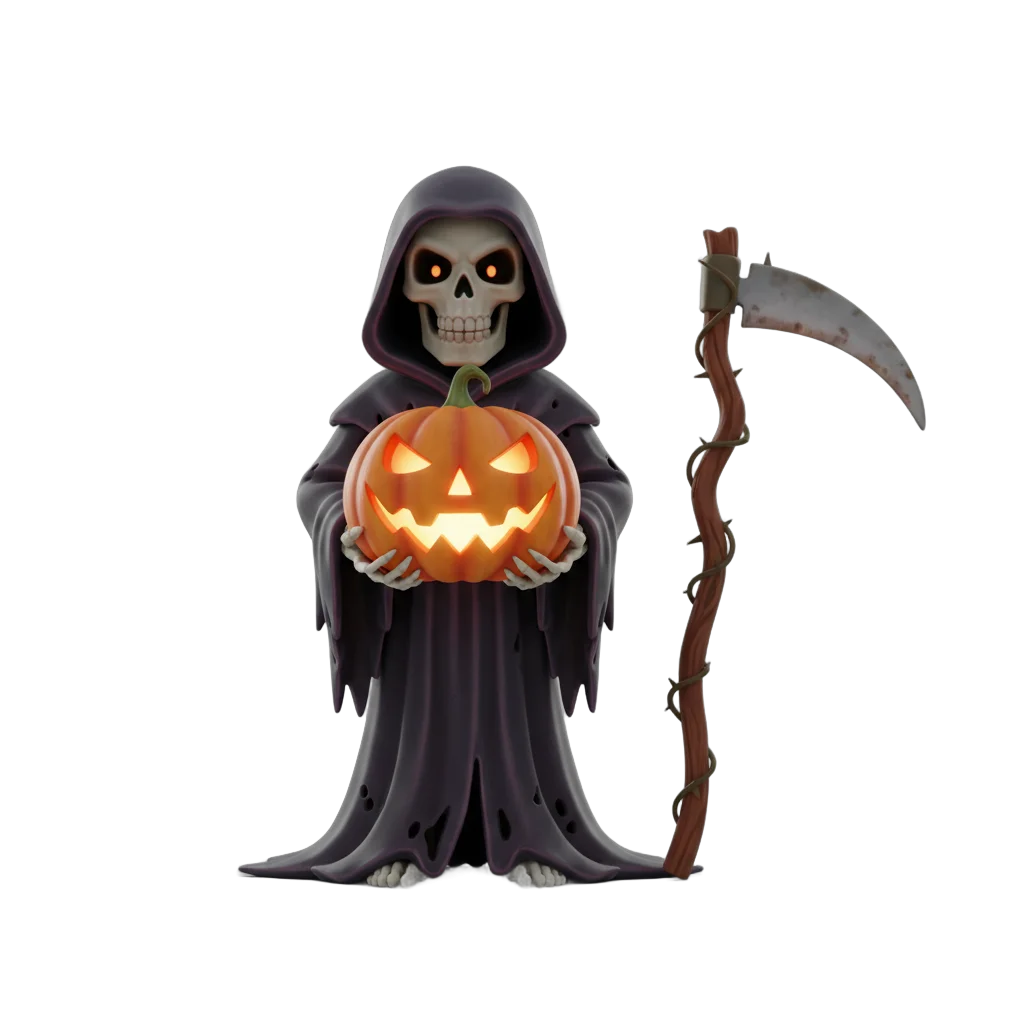Grim Reaper with Halloween Pumpkin