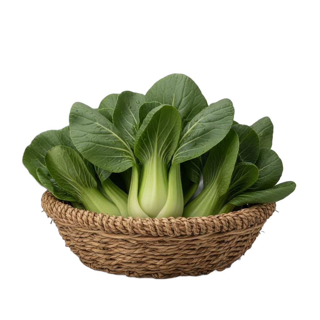 Fresh Bok Choy in Woven Basket
