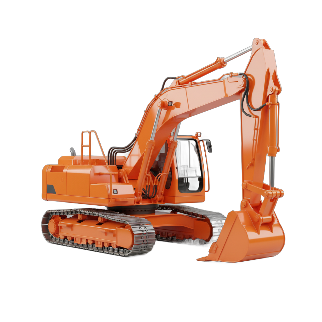 Orange Construction Excavator