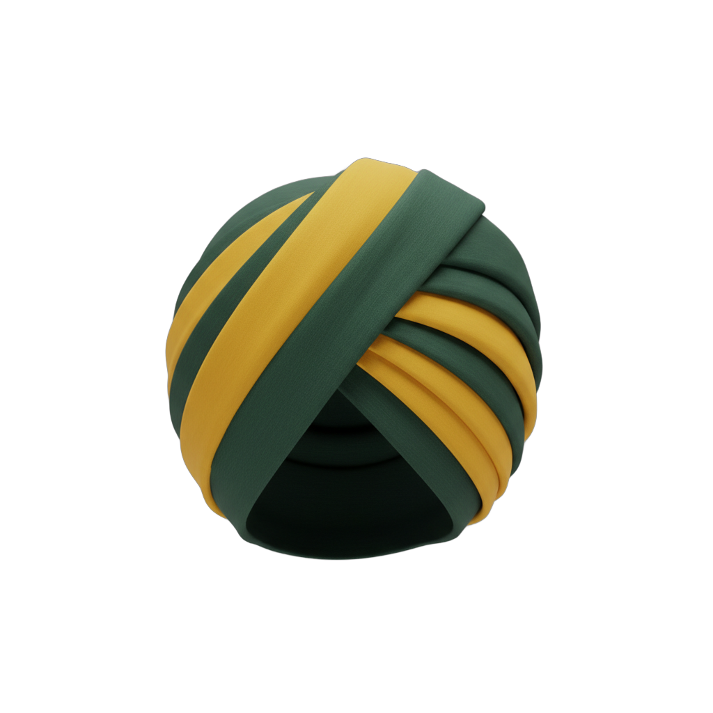 Sikh Turban with Green and Yellow Fabric