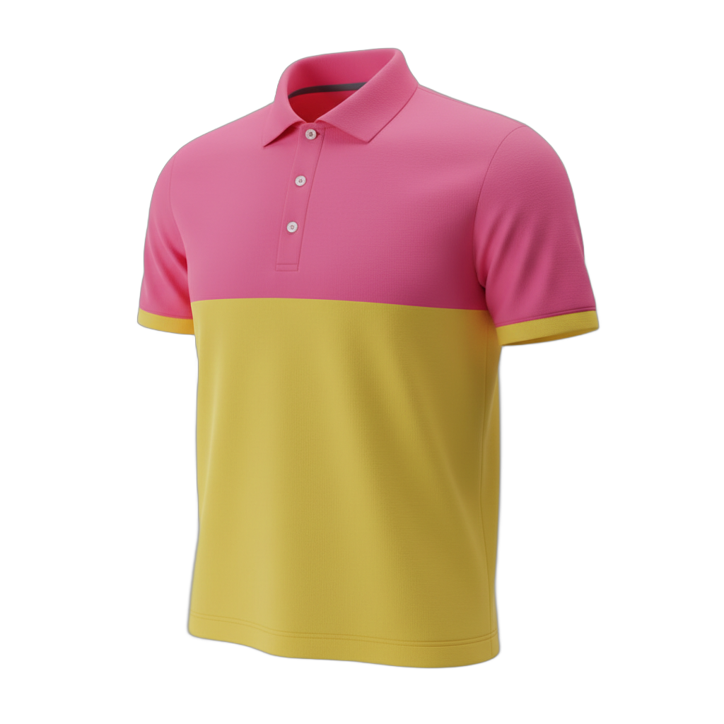 Two-Toned Pink and Yellow Polo Shirt