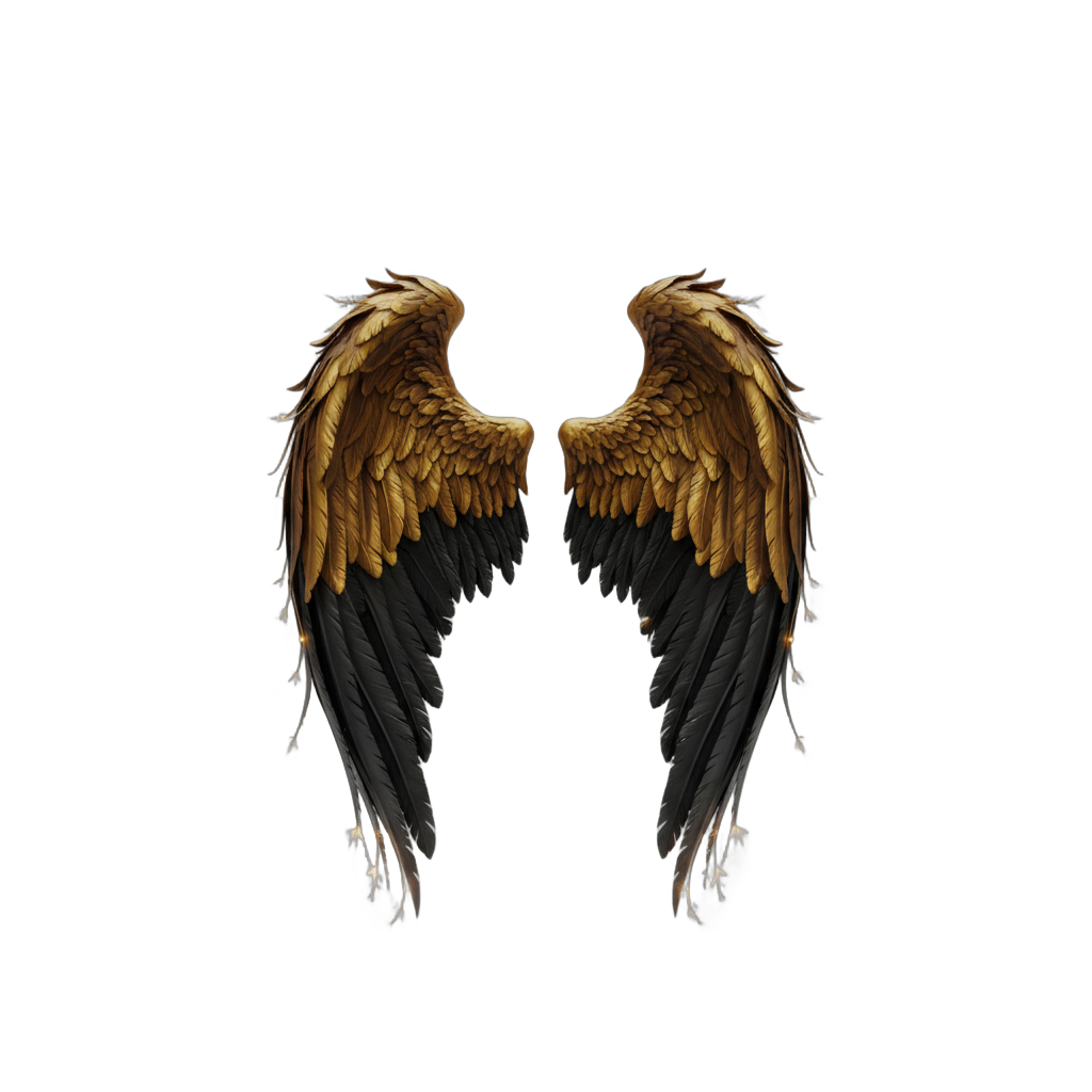 Stylized Angel Wings Golden Black