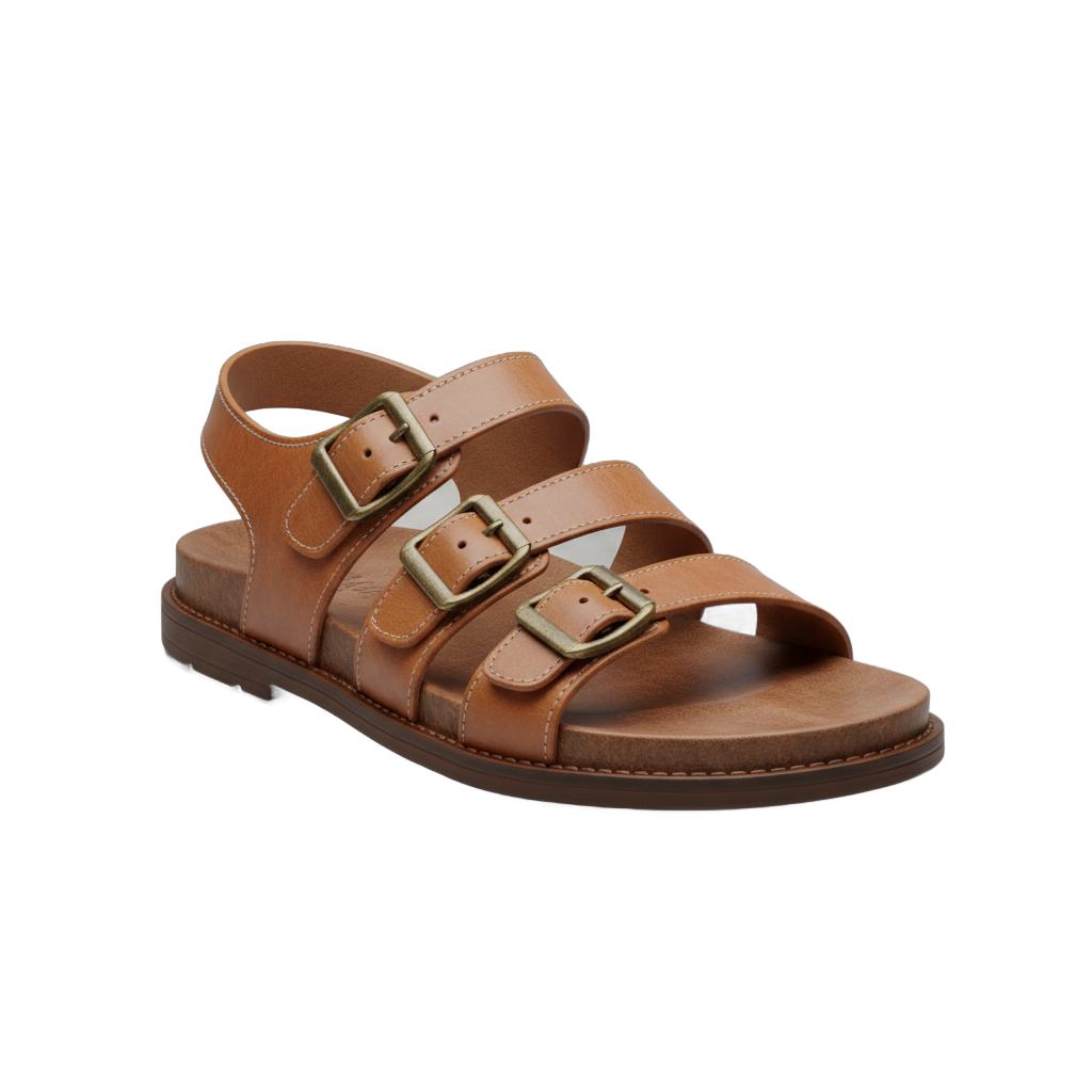 Brown Leather Sandal with Buckles