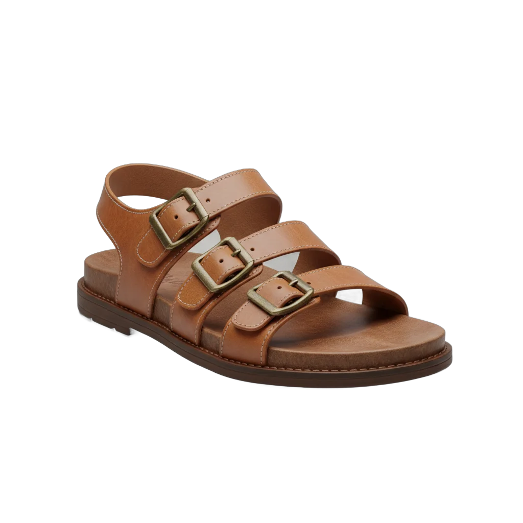 Brown Leather Sandal with Buckles