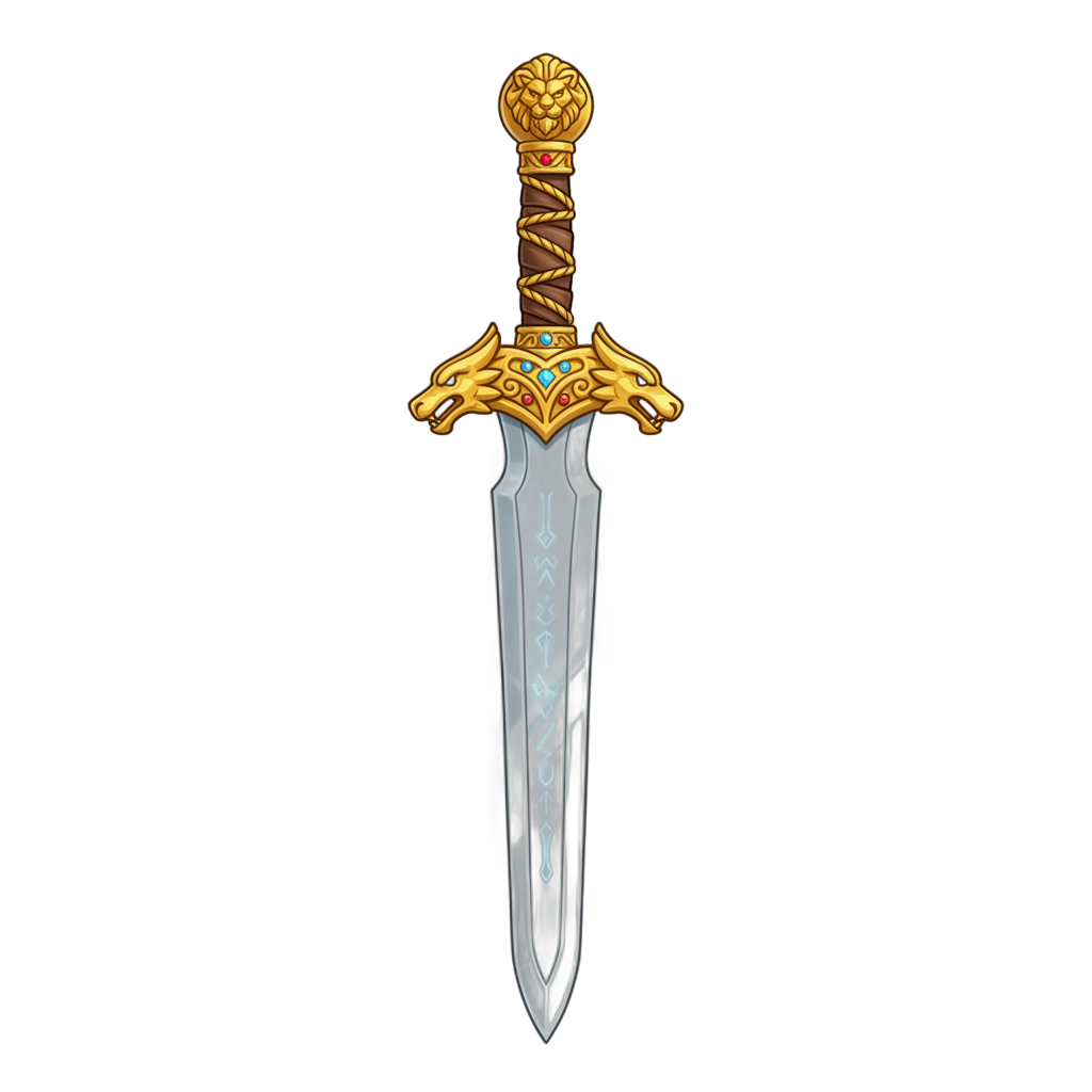 Medieval Fantasy Sword with Golden Hilt