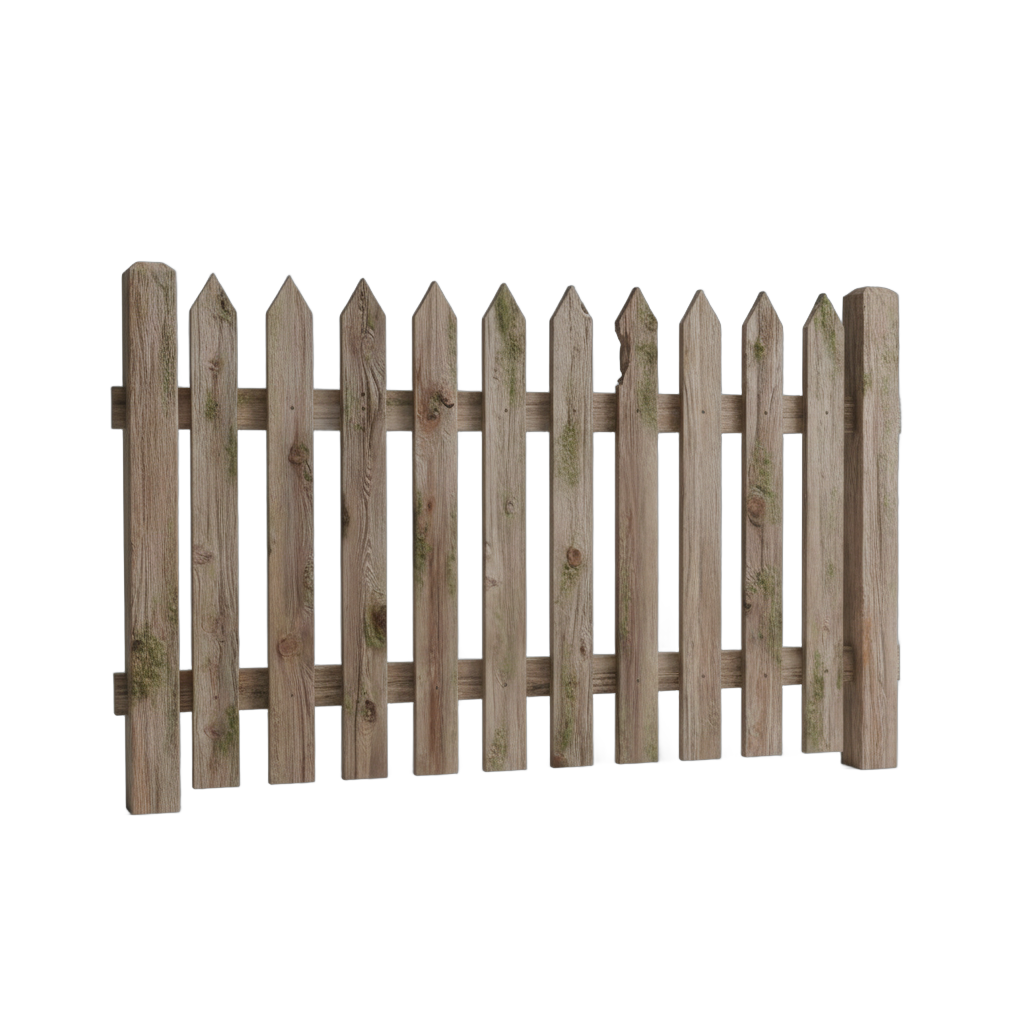 Rustic Wooden Picket Fence
