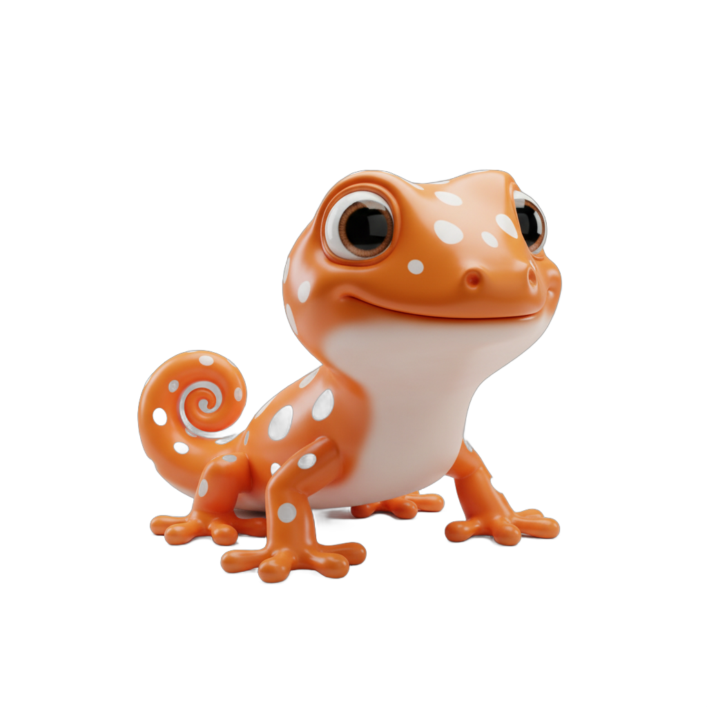 Cartoon Orange Gecko with White Spots