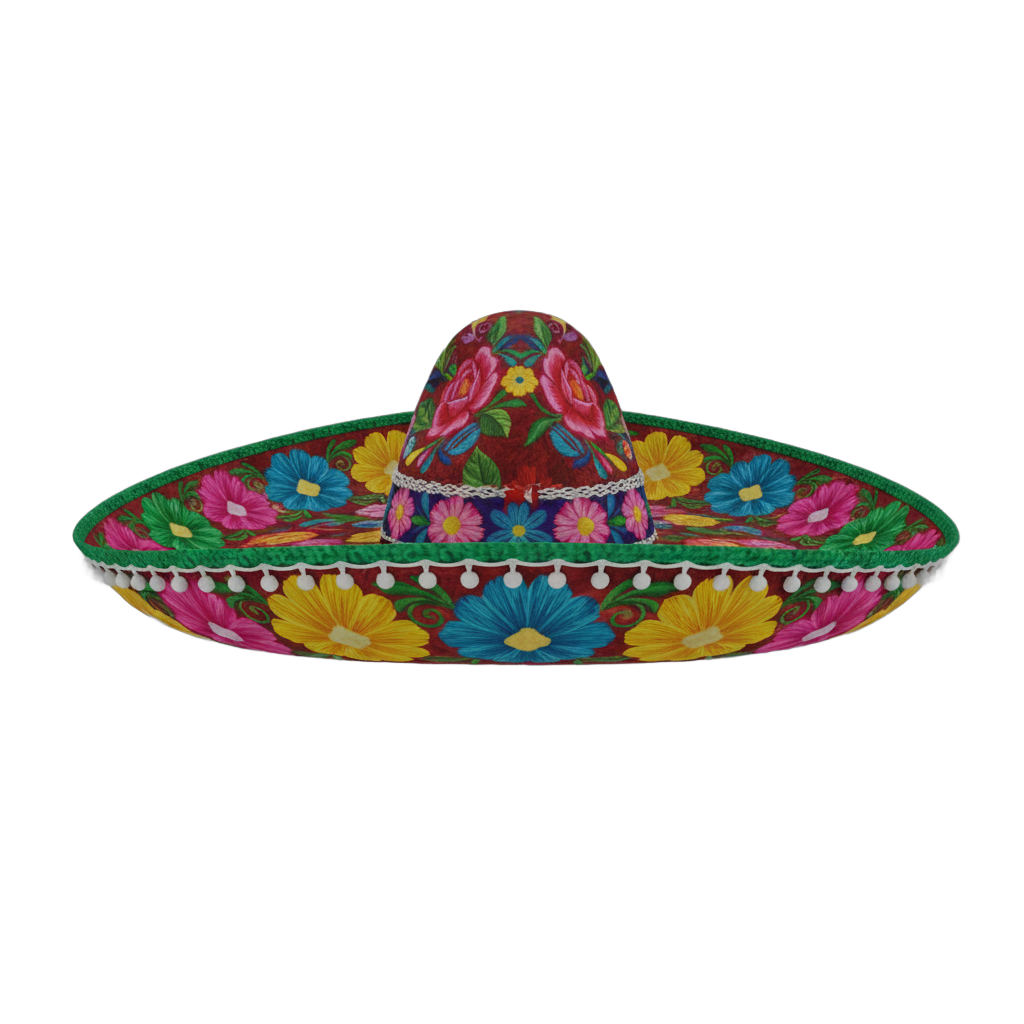 Colorful Mexican Sombrero with Floral Patterns