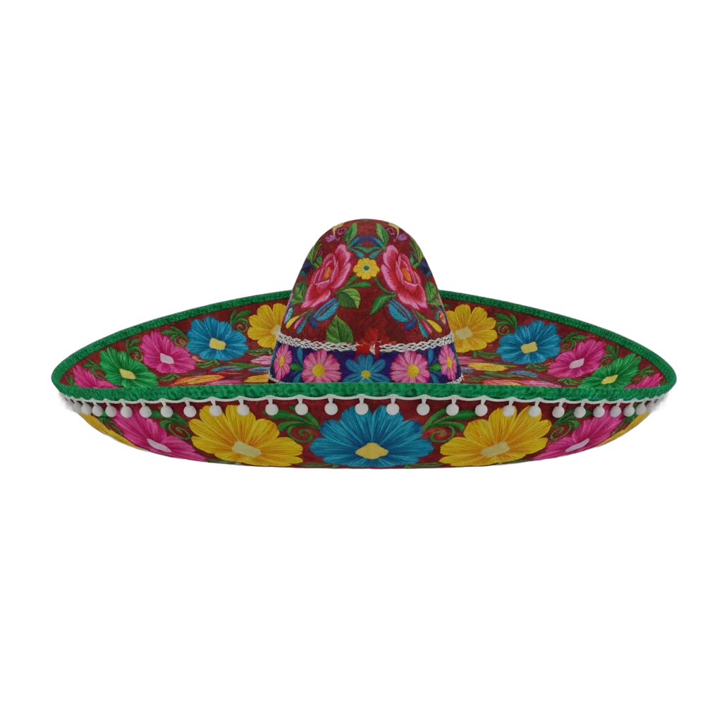 Colorful Mexican Sombrero with Floral Patterns