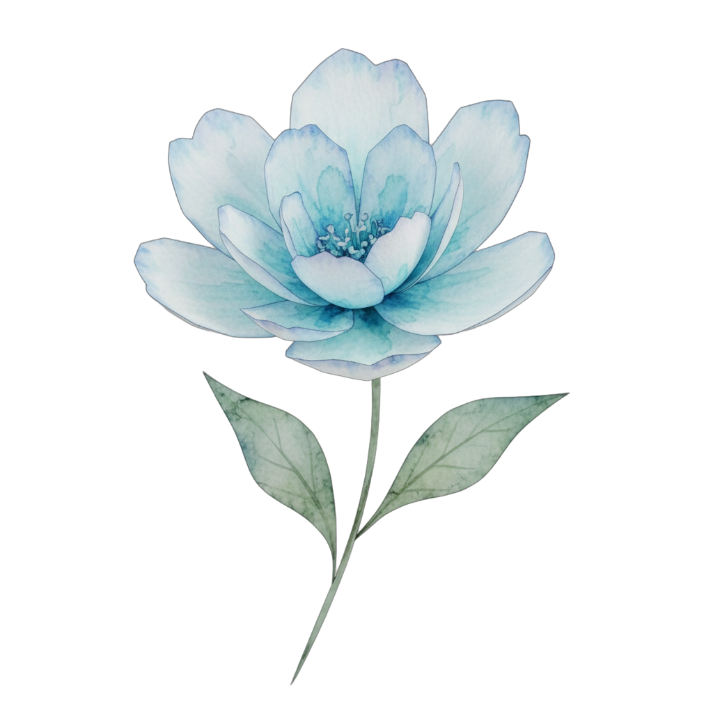 Watercolor Blue Flower