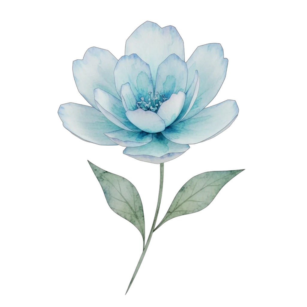 Watercolor Blue Flower