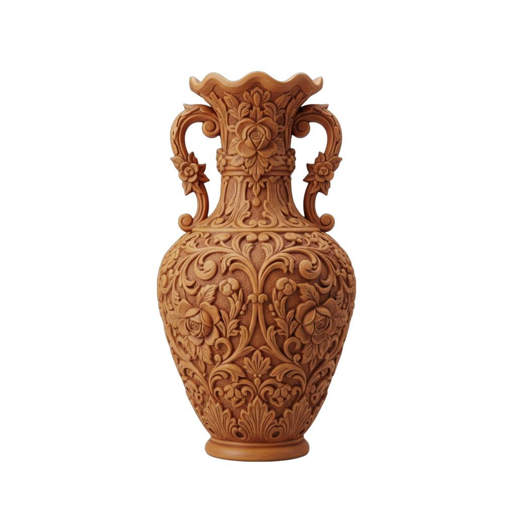 Ornate Floral Terracotta Vase