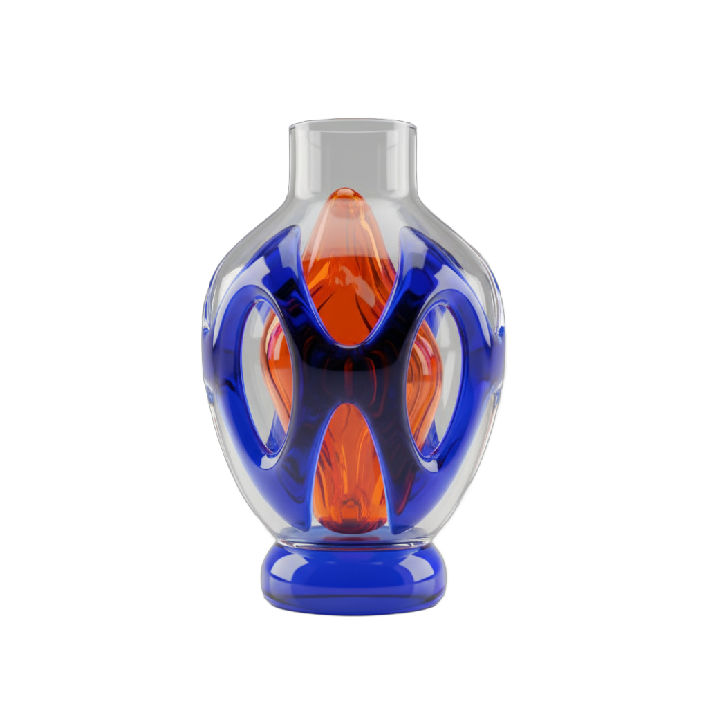 Stylized Glass Vase with Orange Liquid