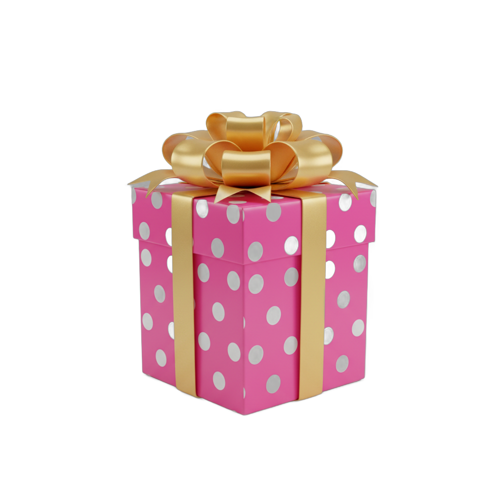 Polka Dot Gift Box with Yellow Ribbon