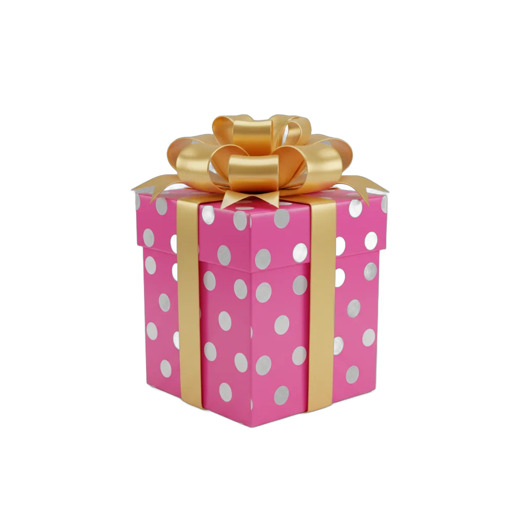 Polka Dot Gift Box with Yellow Ribbon