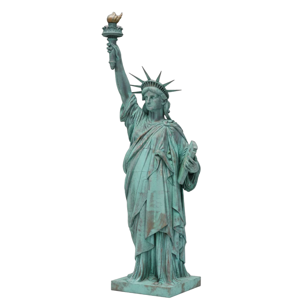 Aged Copper Statue of Liberty