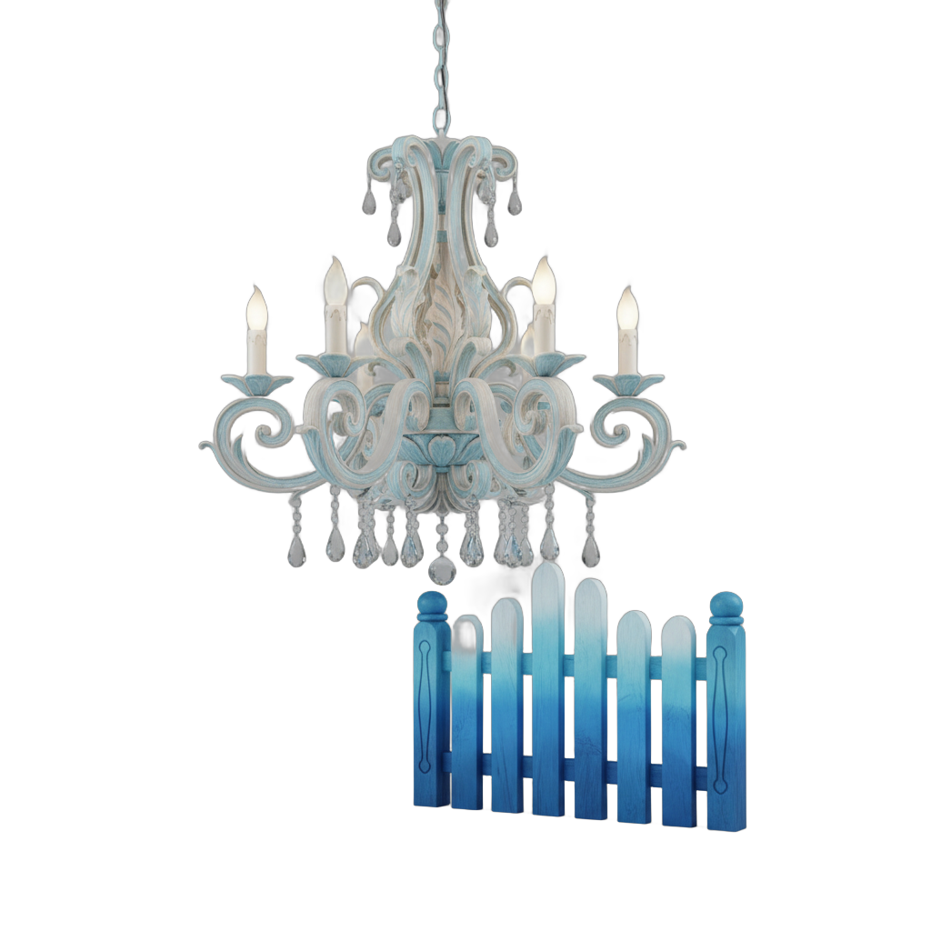 Whimsical Ornamental Chandelier and Fence Bundle