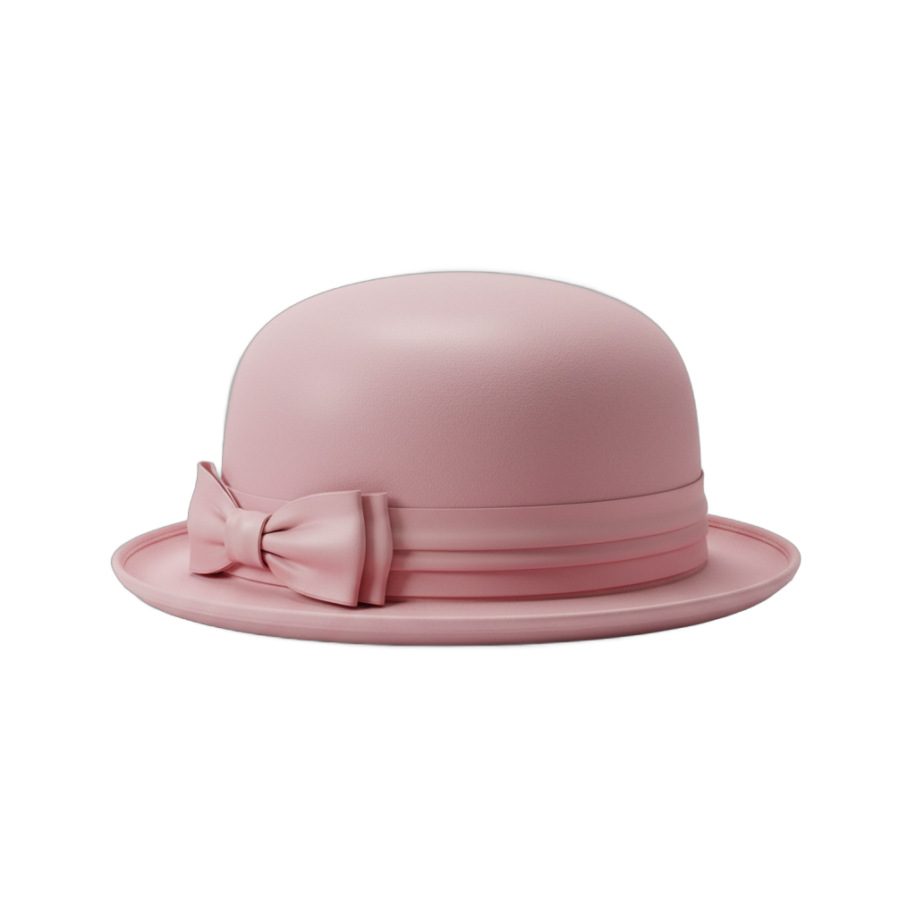 Pink Bowler Hat with Satin Bow