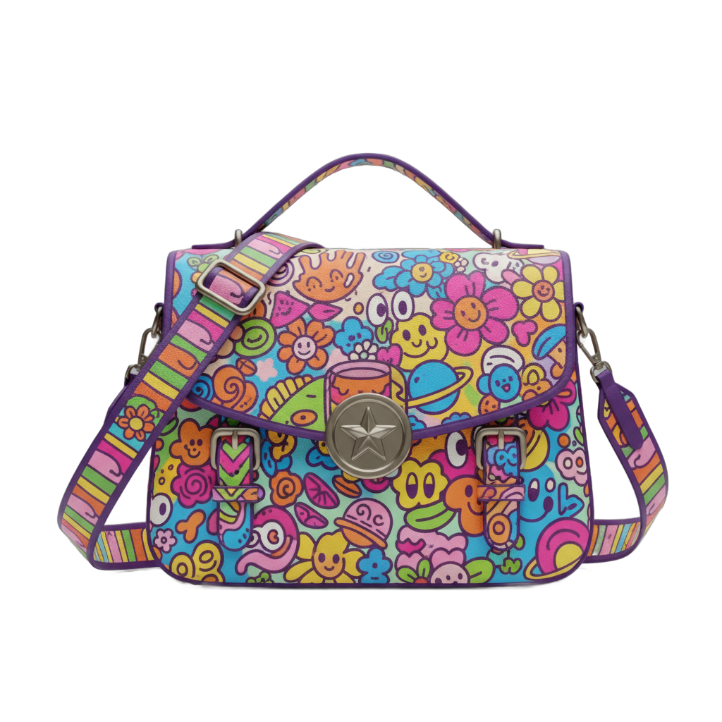 Stylized Illustration Satchel Handbag