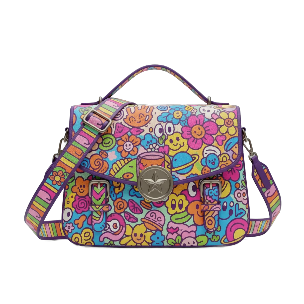 Stylized Illustration Satchel Handbag