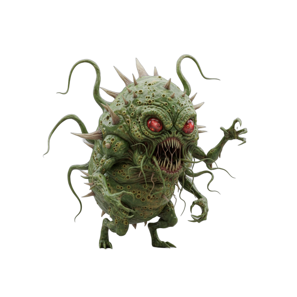 Grotesque Green Microbe Monster