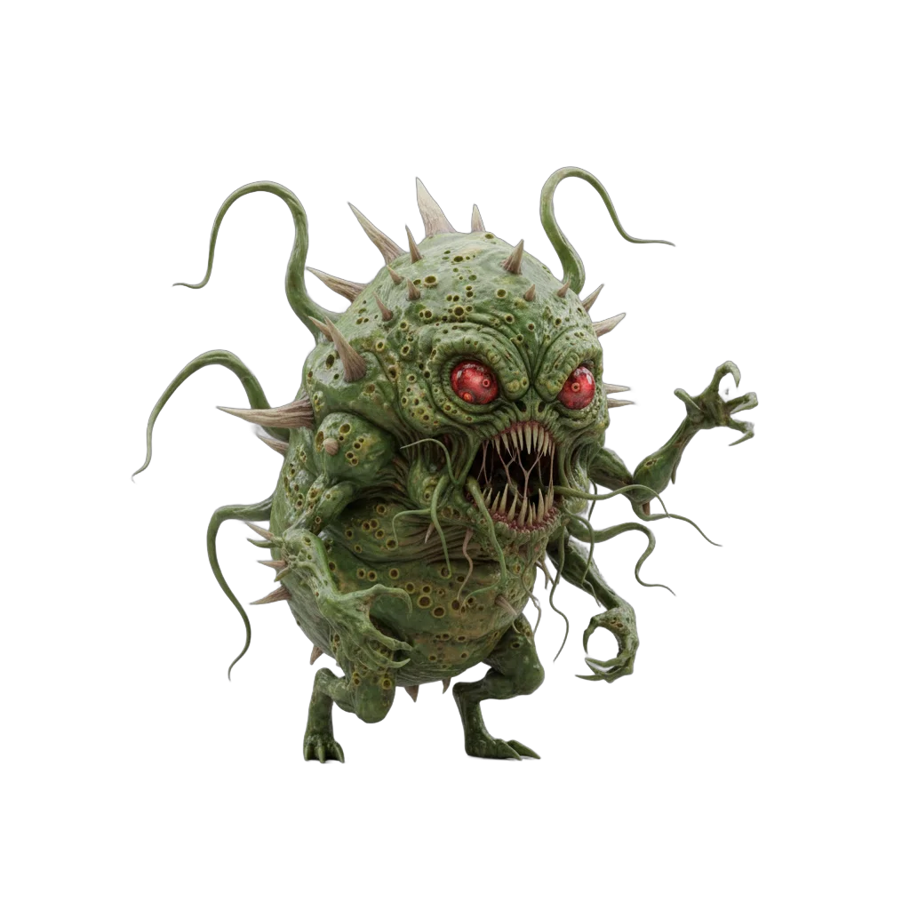 Grotesque Green Microbe Monster