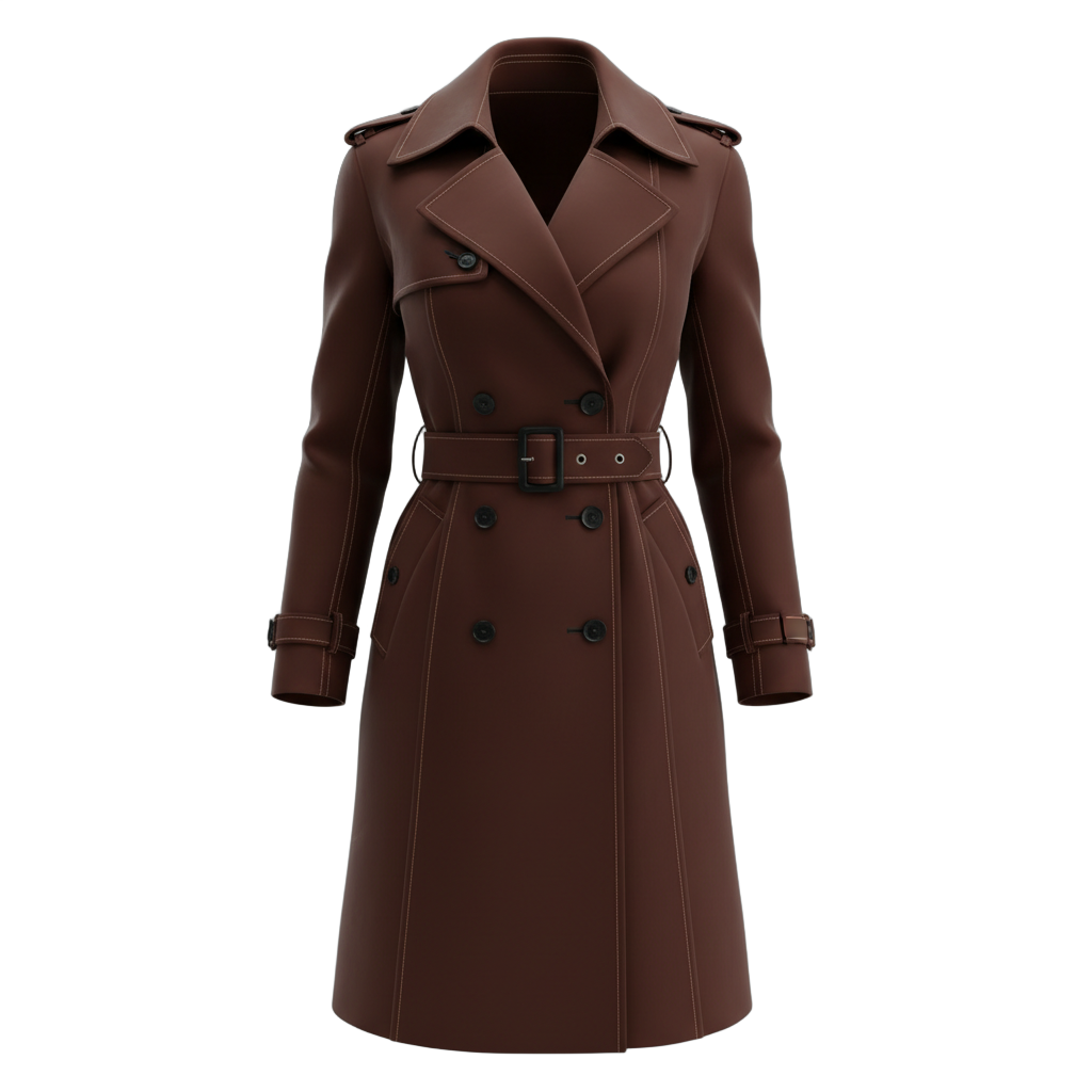 Stylized Brown Trench Coat