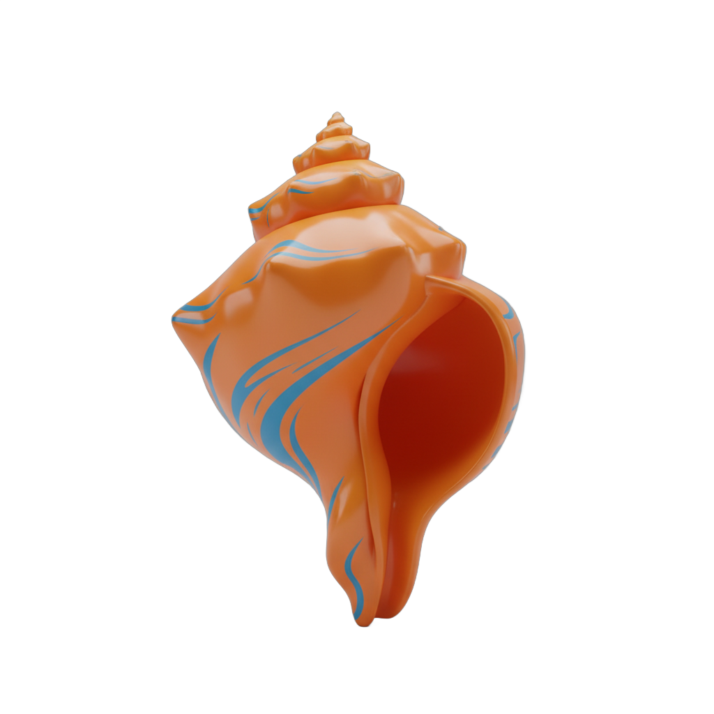 Stylized Orange Conch Shell