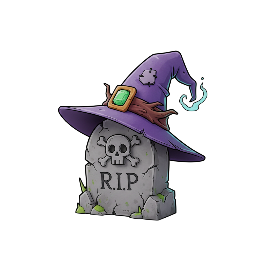 Cartoon Witch Hat Gravestone