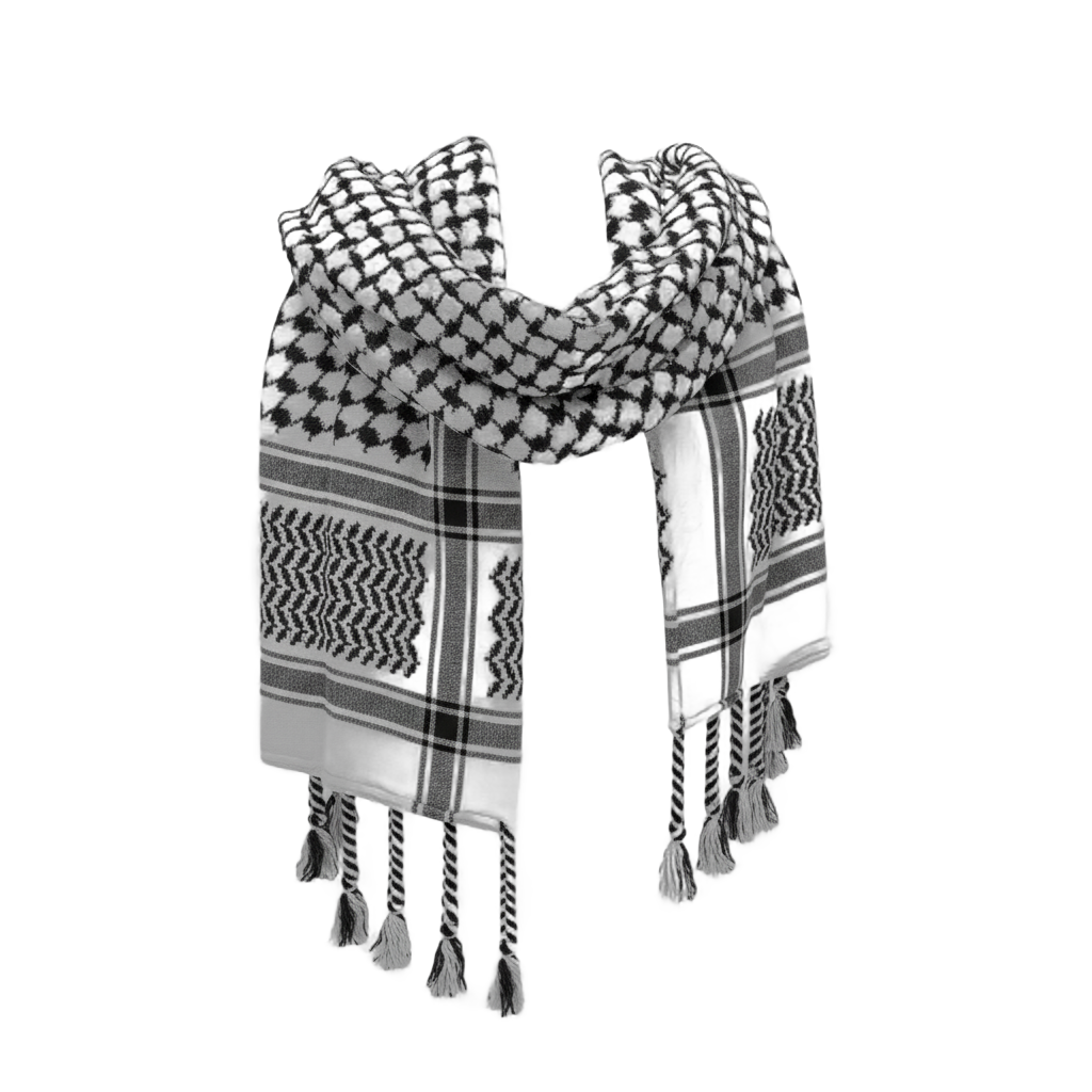 Patterned Keffiyeh Scarf with Tassels