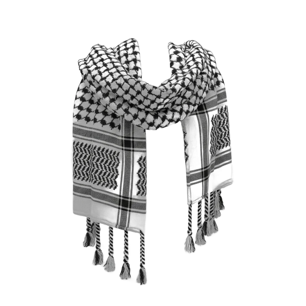 Patterned Keffiyeh Scarf with Tassels