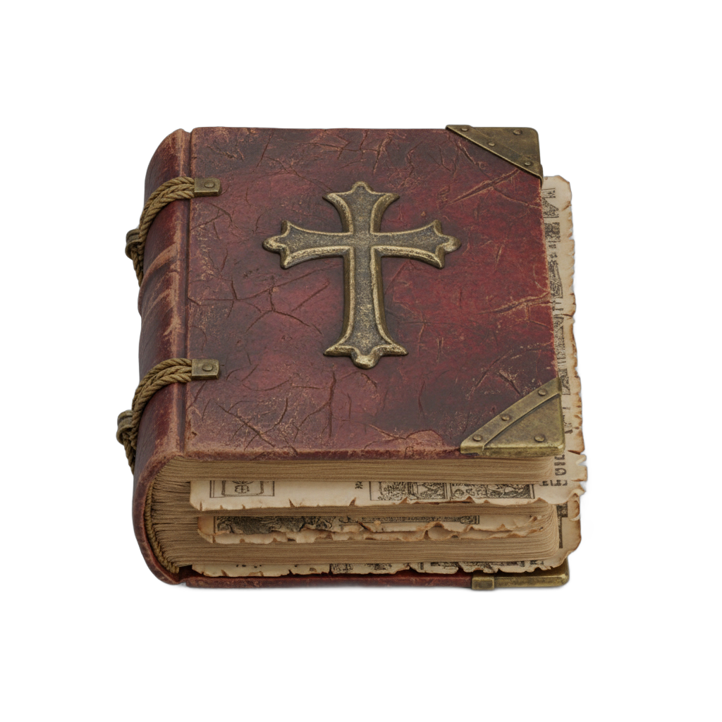 Antique Holy Bible Book with Cross