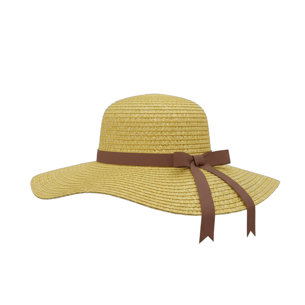 Yellow Straw Sun Hat with Ribbon