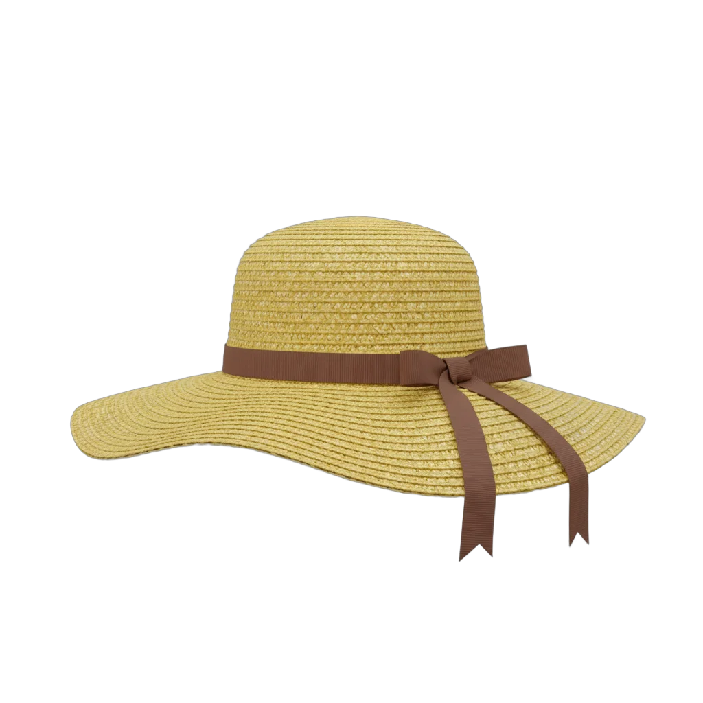 Yellow Straw Sun Hat with Ribbon