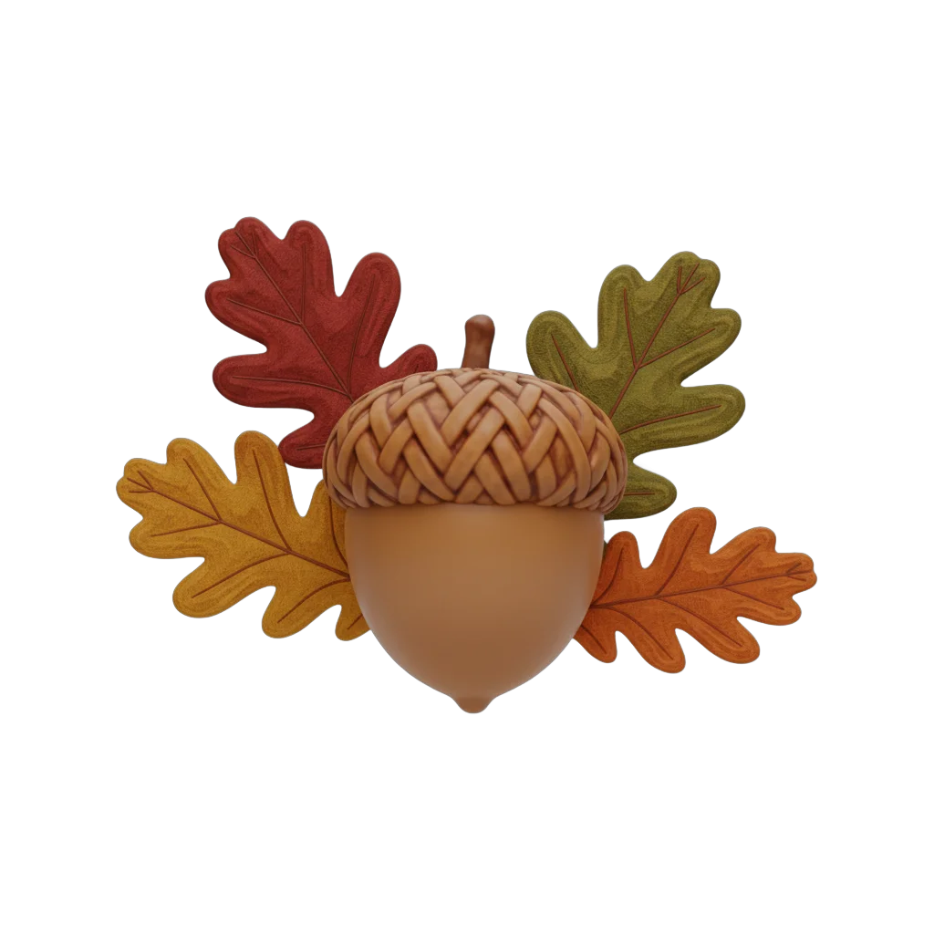 Stylized Acorn with Oak Leaves