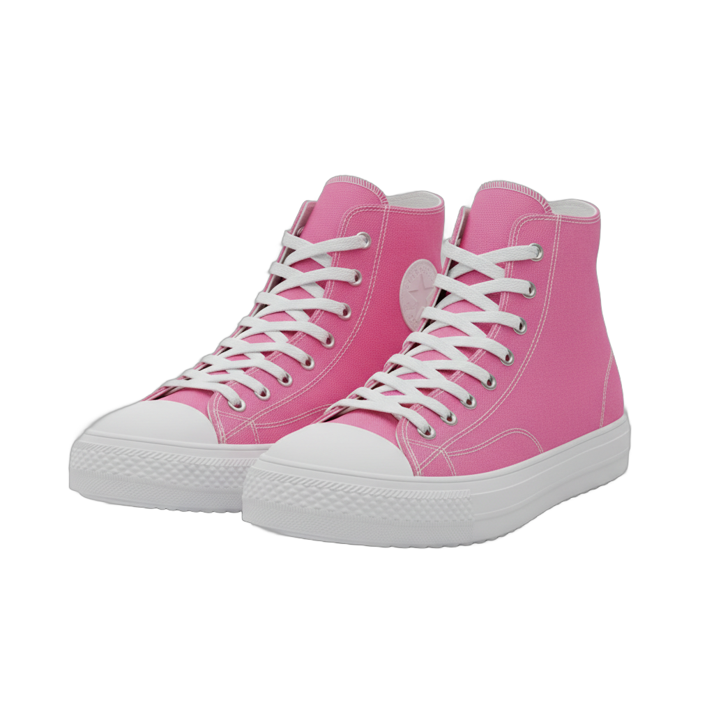 Pink Canvas High-Top Sneakers