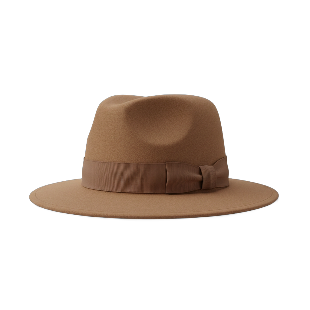 Classic Brown Fedora Hat with Bow
