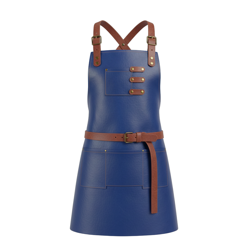 Royal Blue Leather Strap Apron