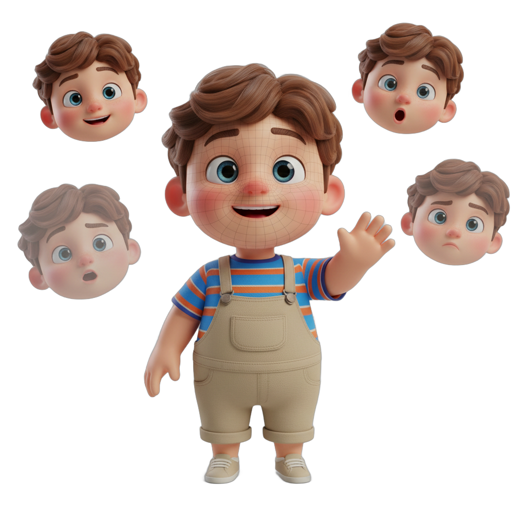 Animated Boy Character with Big Eyes