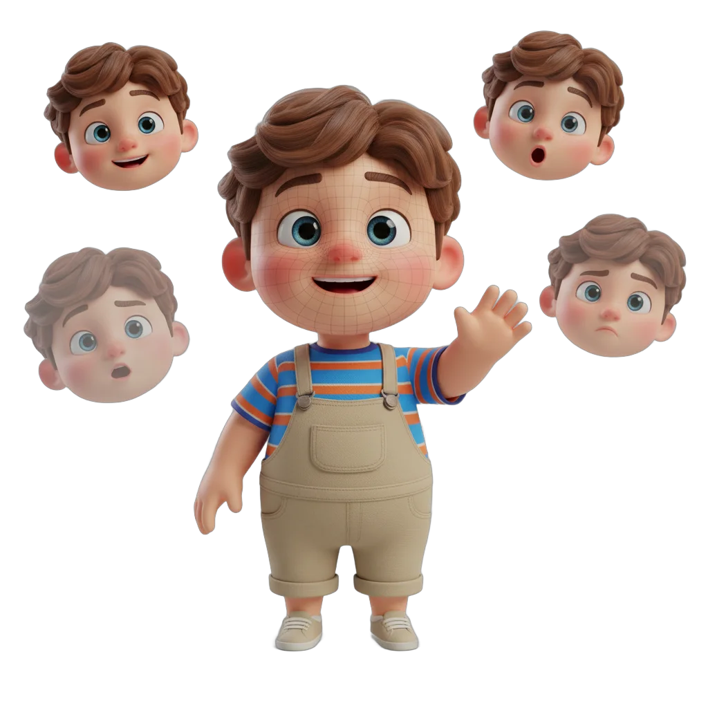 Animated Boy Character with Big Eyes