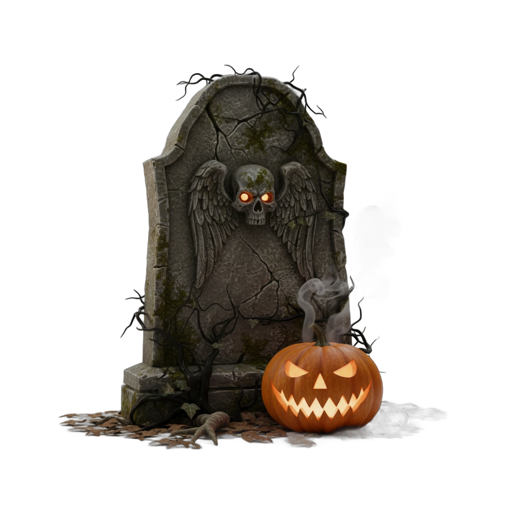 Halloween Gravestone with Pumpkin
