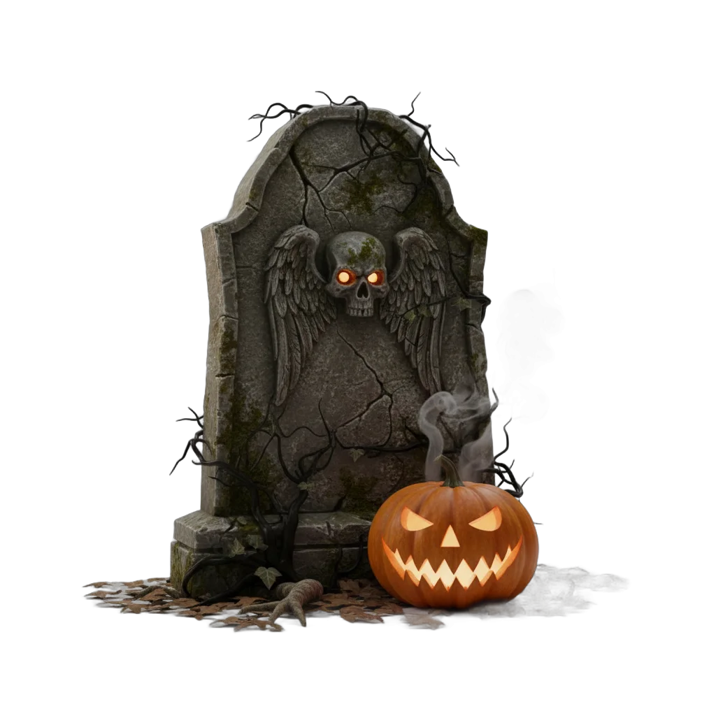 Halloween Gravestone with Pumpkin