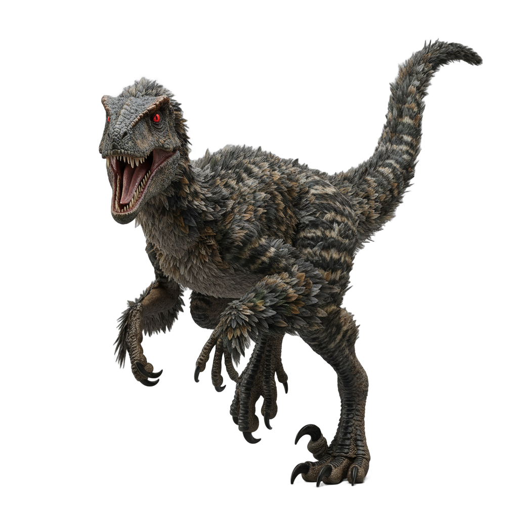 Feathered Velociraptor with Red Eyes