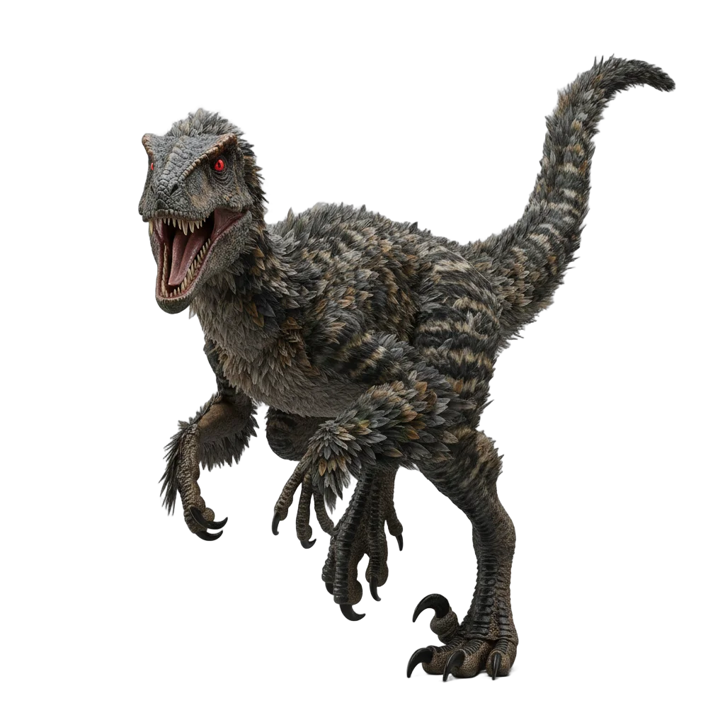 Feathered Velociraptor with Red Eyes