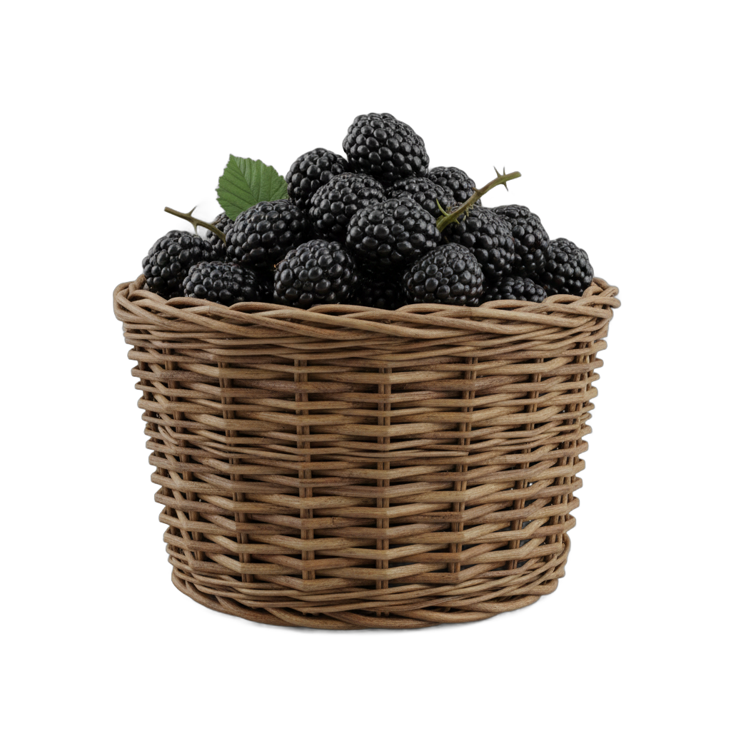 Fresh Blackberries in Wicker Basket