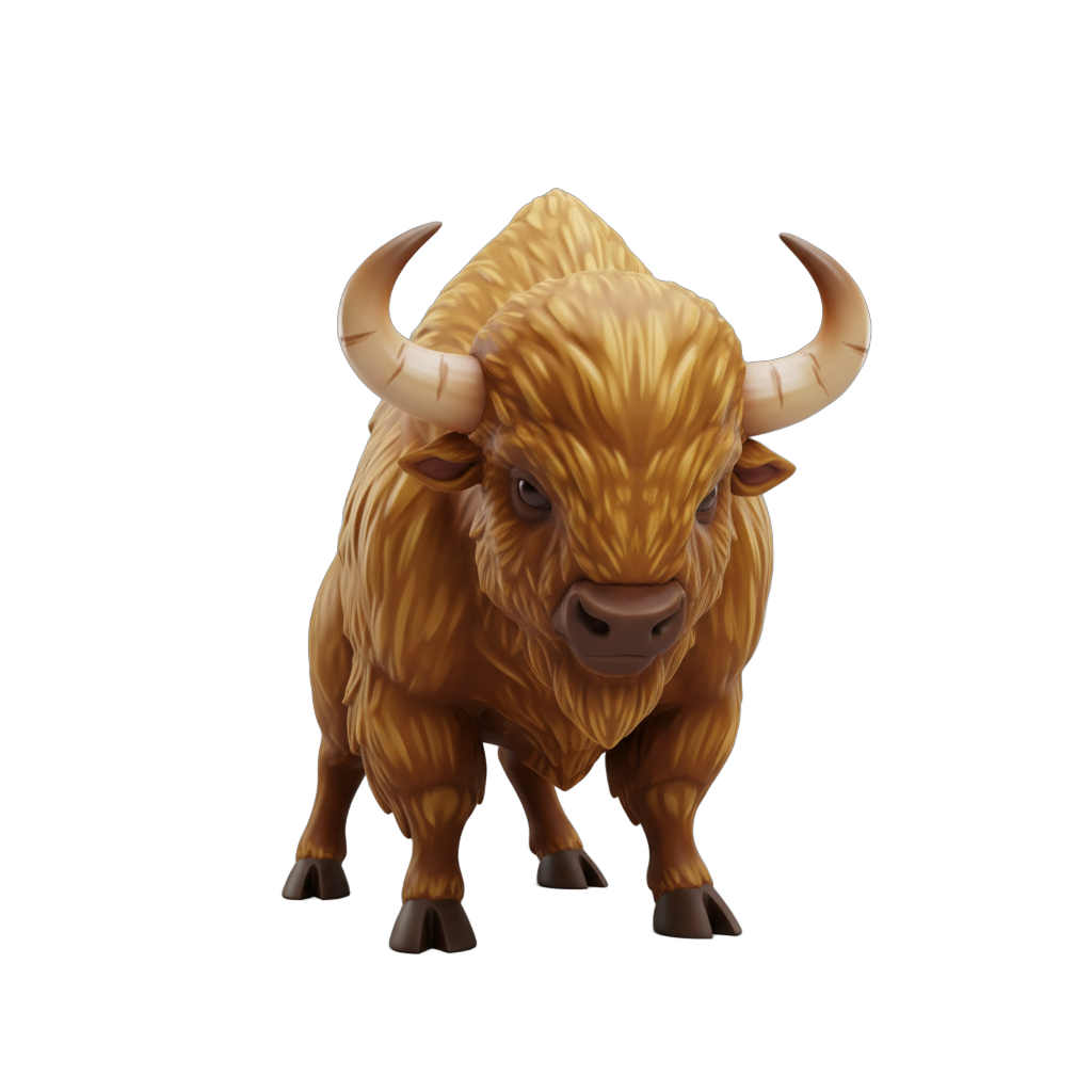 Stylized Cartoon Bison